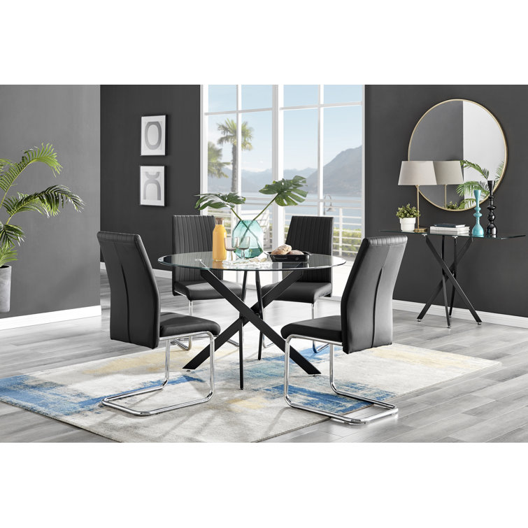 Round glass deals dining table wayfair